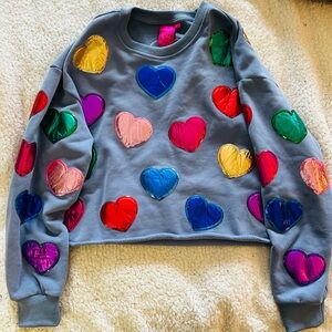 Queen of Sparkle Foil Hearts sweatshirt ❤️🩷💜💚